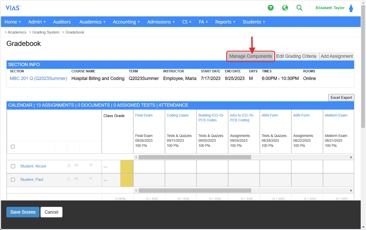 Click on Manage Components