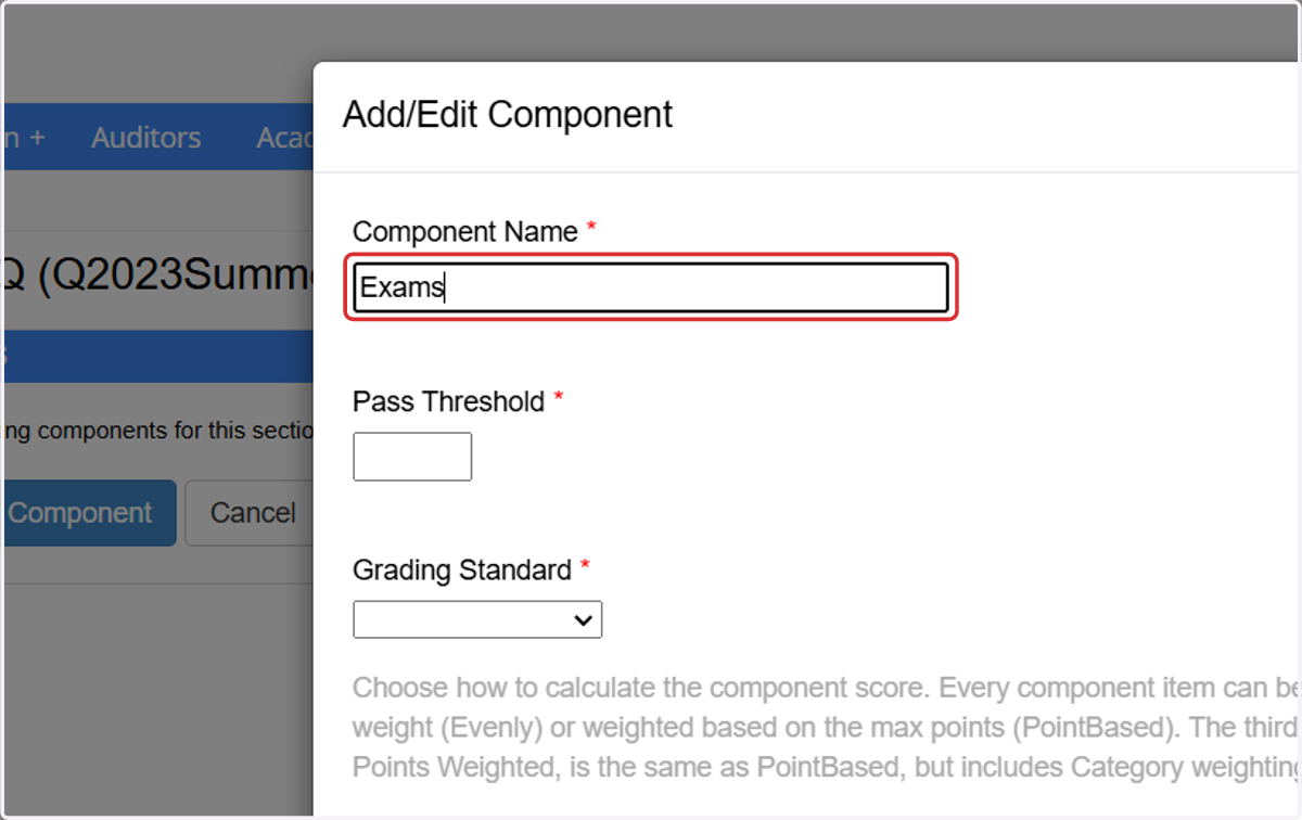 Type the Component Name.