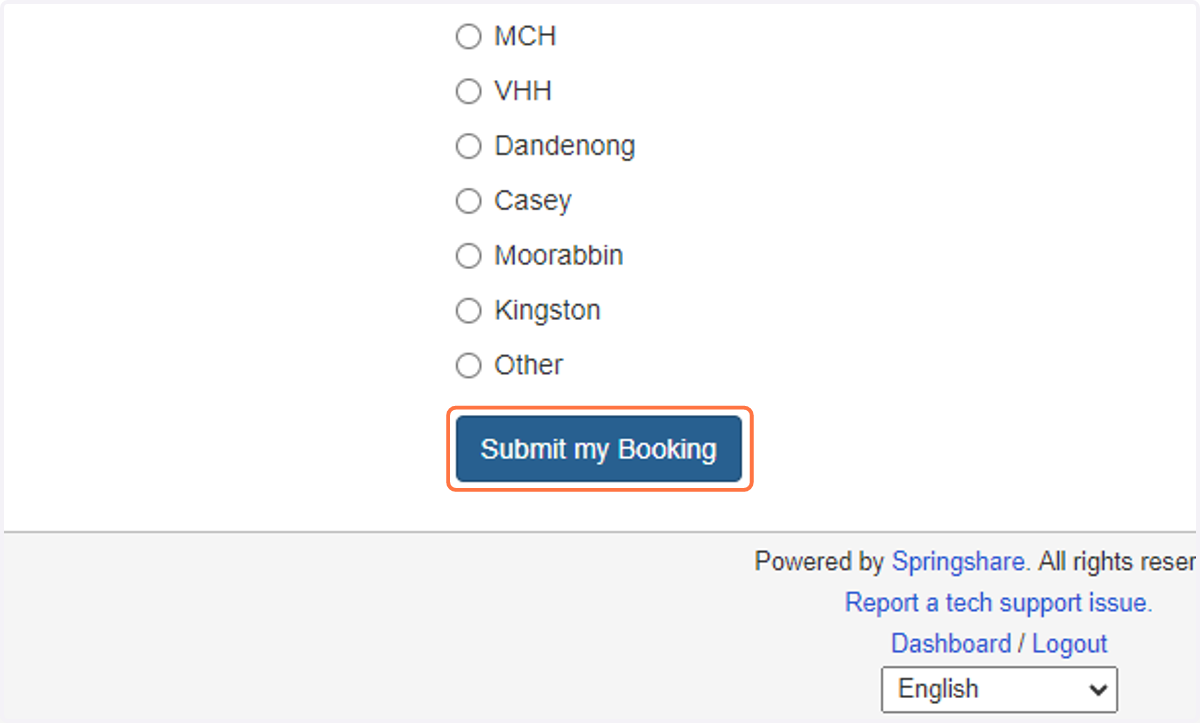 Click on Submit my Booking