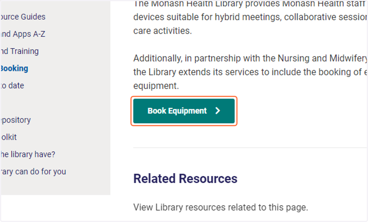 Click on Book Equipment