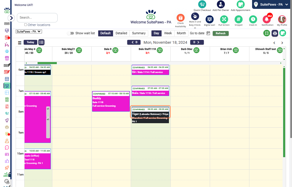 View Appointment: The appointment will now appear on the calendar.