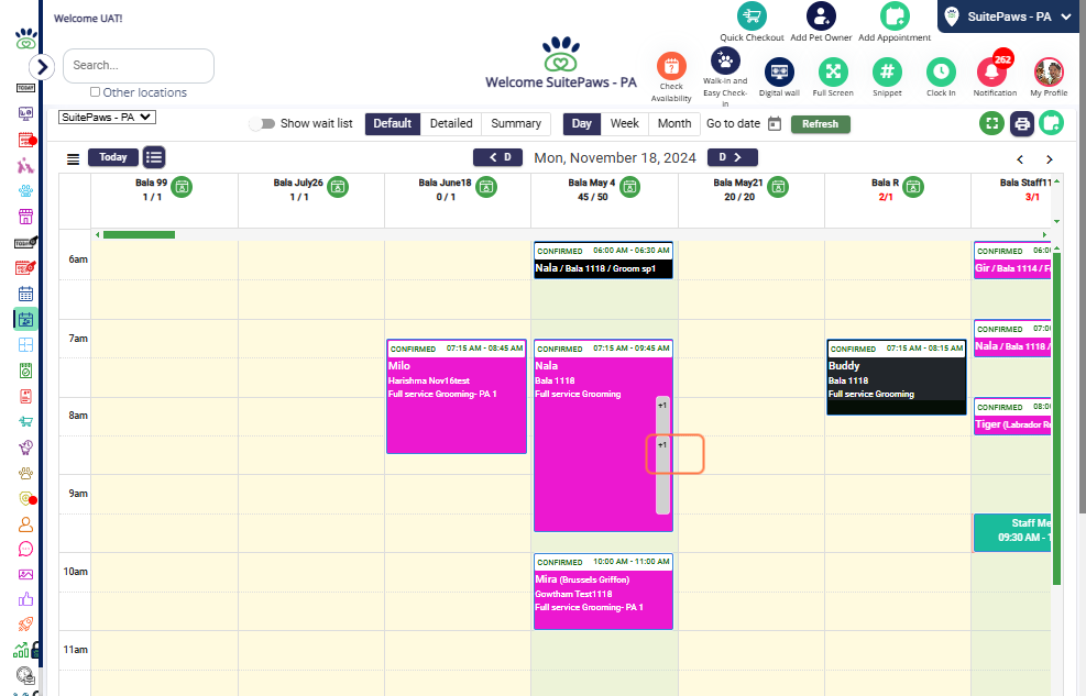 View Appointment Details: Click on the pet’s appointment to view its details.