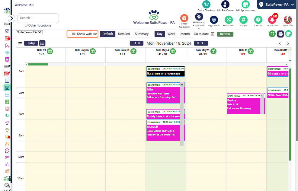 Daily Navigation: Use the Previous Day and Next Day buttons for day-to-day navigation.