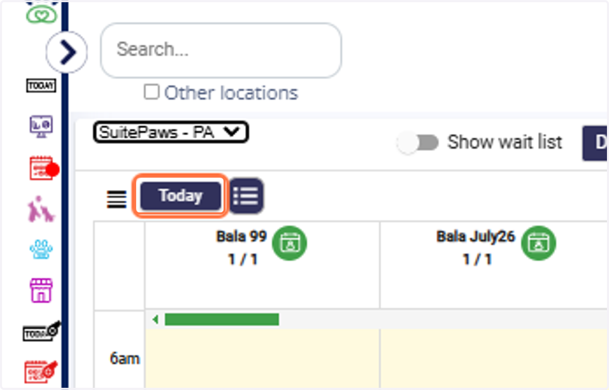 Filter for Today's Appointments: Use the "Today" filter to quickly jump to the current day.