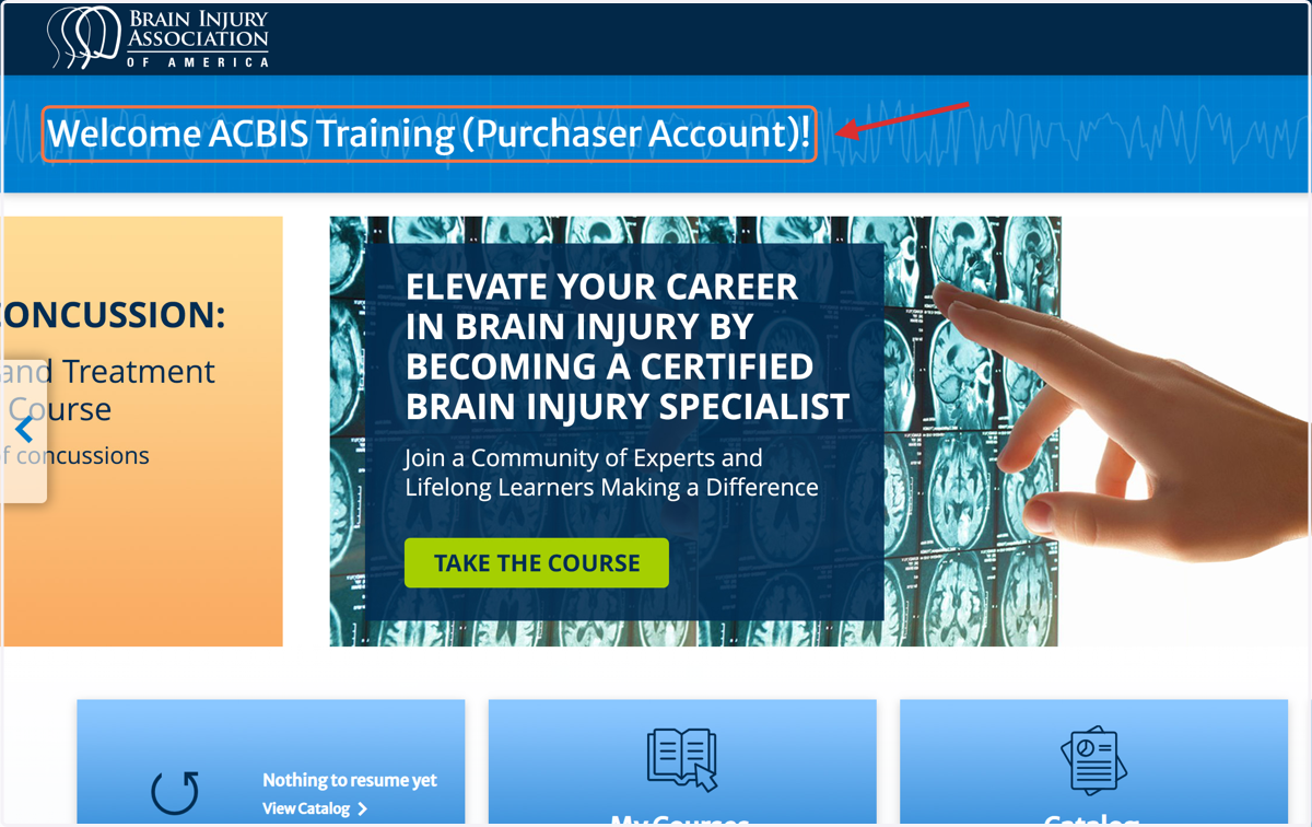 Click on Welcome ACBIS Training (Purchaser Account)!