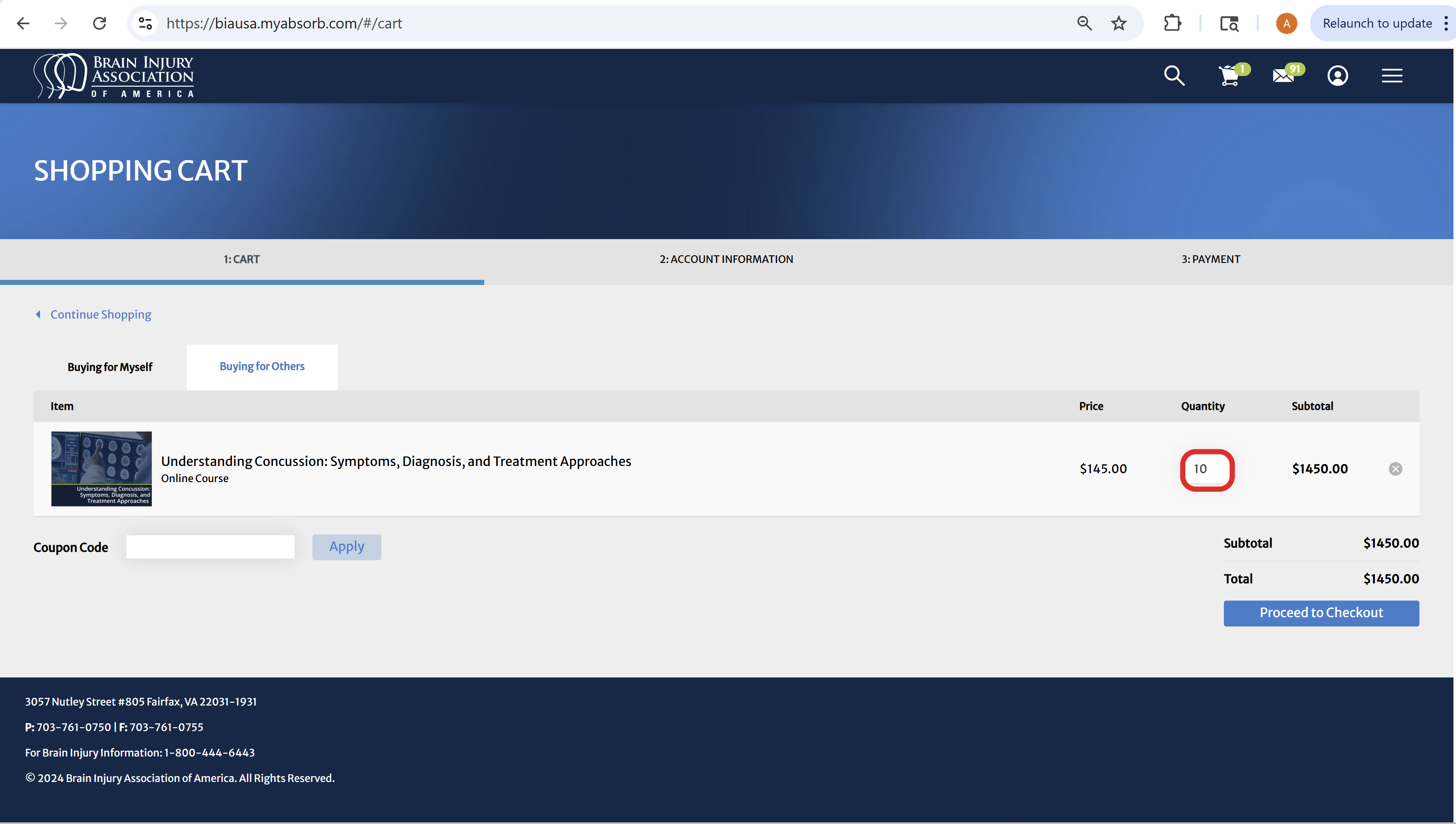 Update the Quantity Needed - then click the enter key to update cart. Click the tab 'Buying for others.'