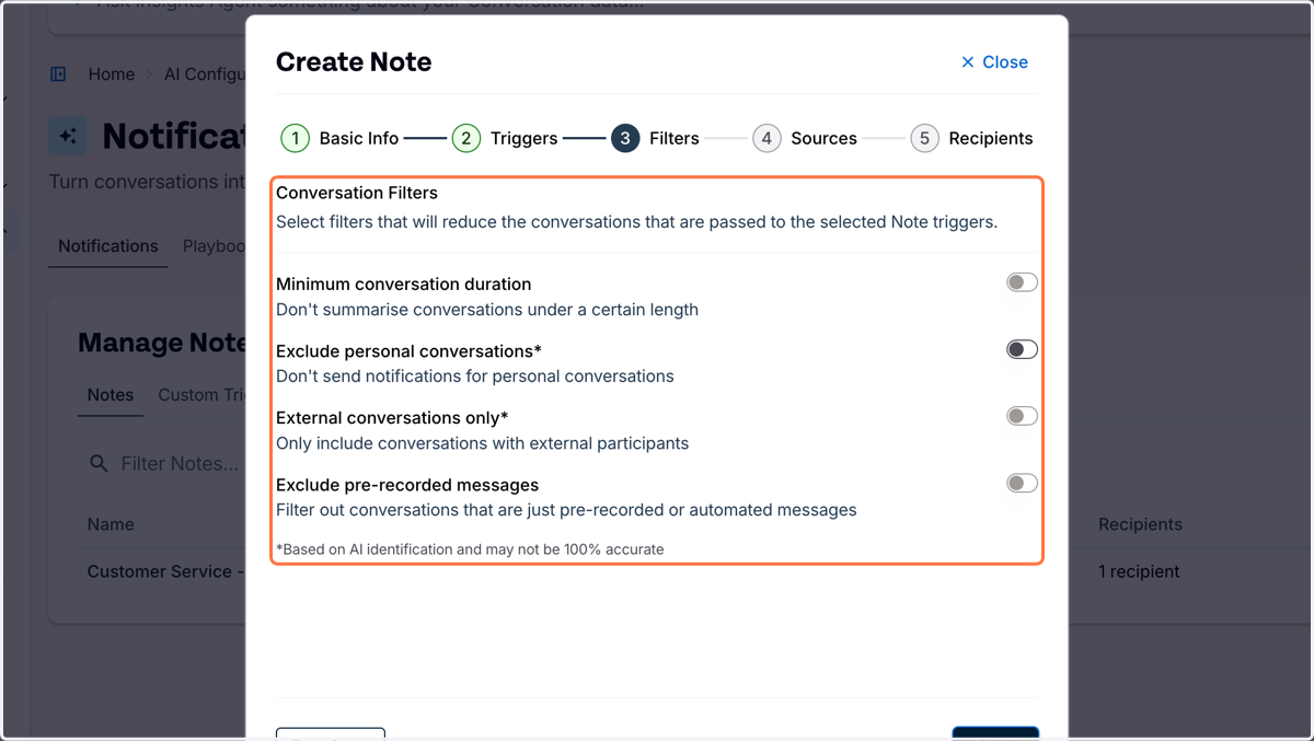 Select Conversation Filters
