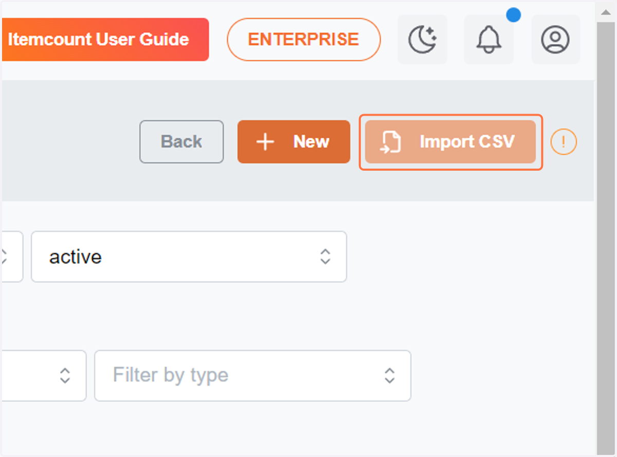 Click on Import CSV at the top of the right side.