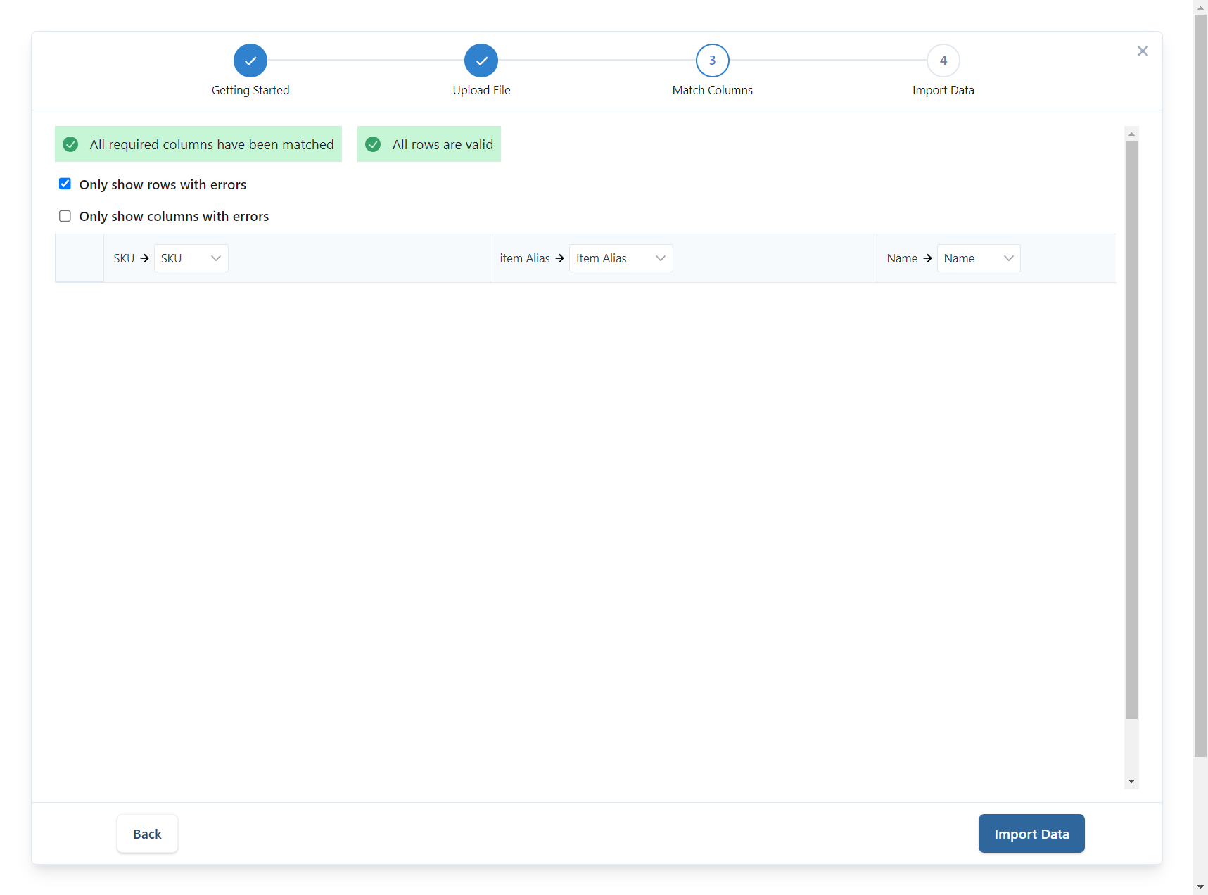 Click on Import Data
