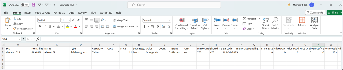 This is the data you may obtain after downloading the sample, which is a csv file.