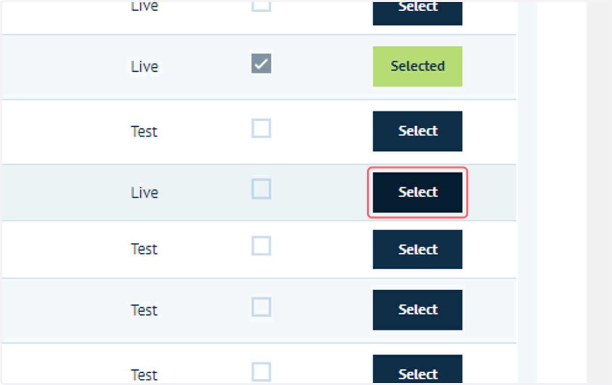 Click on Select to change the active Storefront