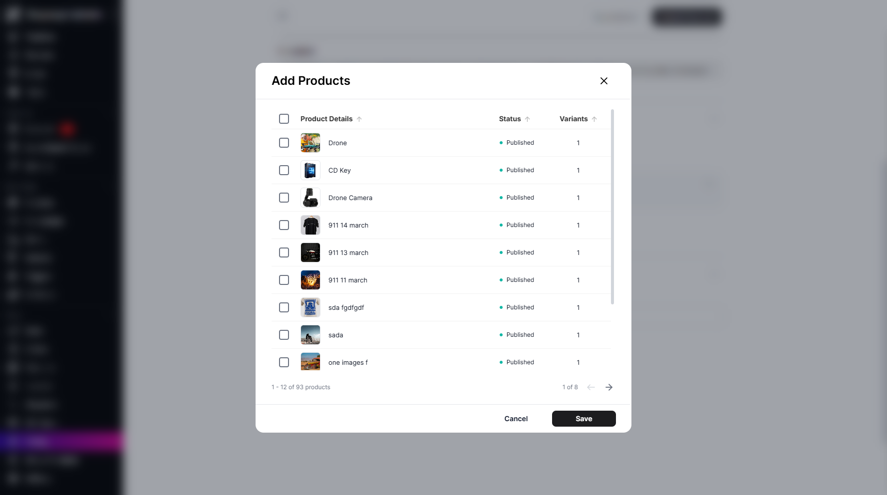 Step 8: A pop-up window will appear, allowing you to choose one or multiple products to add.