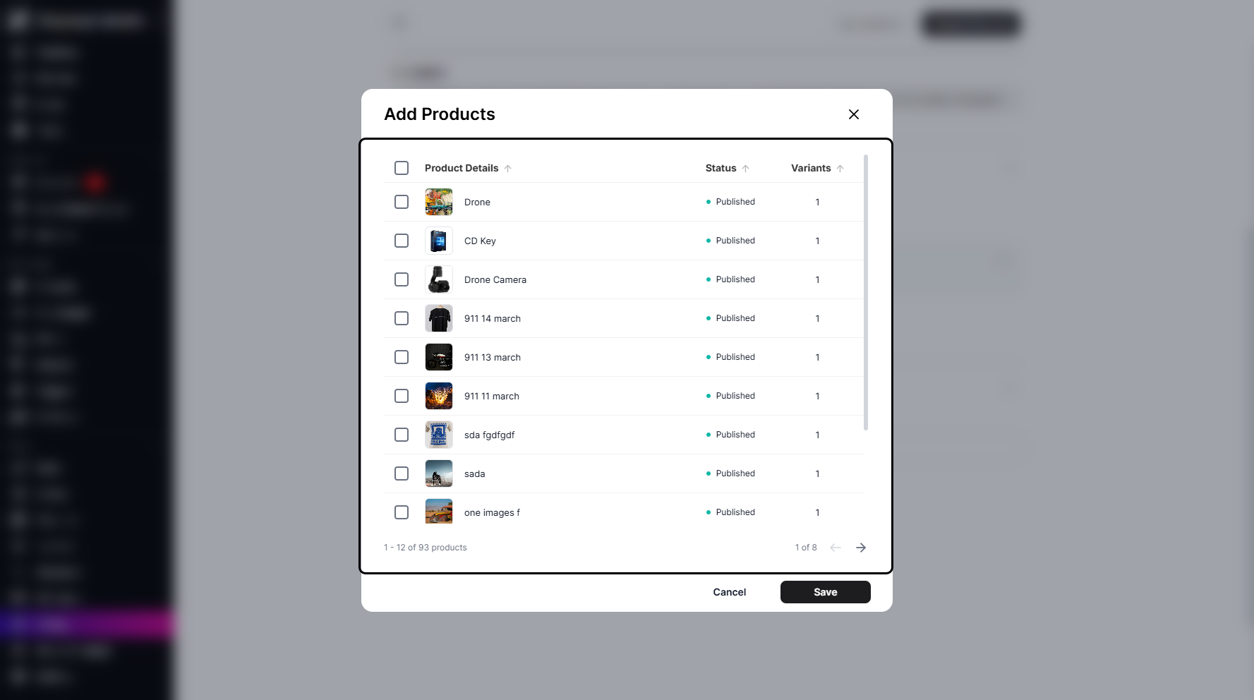 Step 8: A pop-up window will appear, allowing you to choose one or multiple products to add.