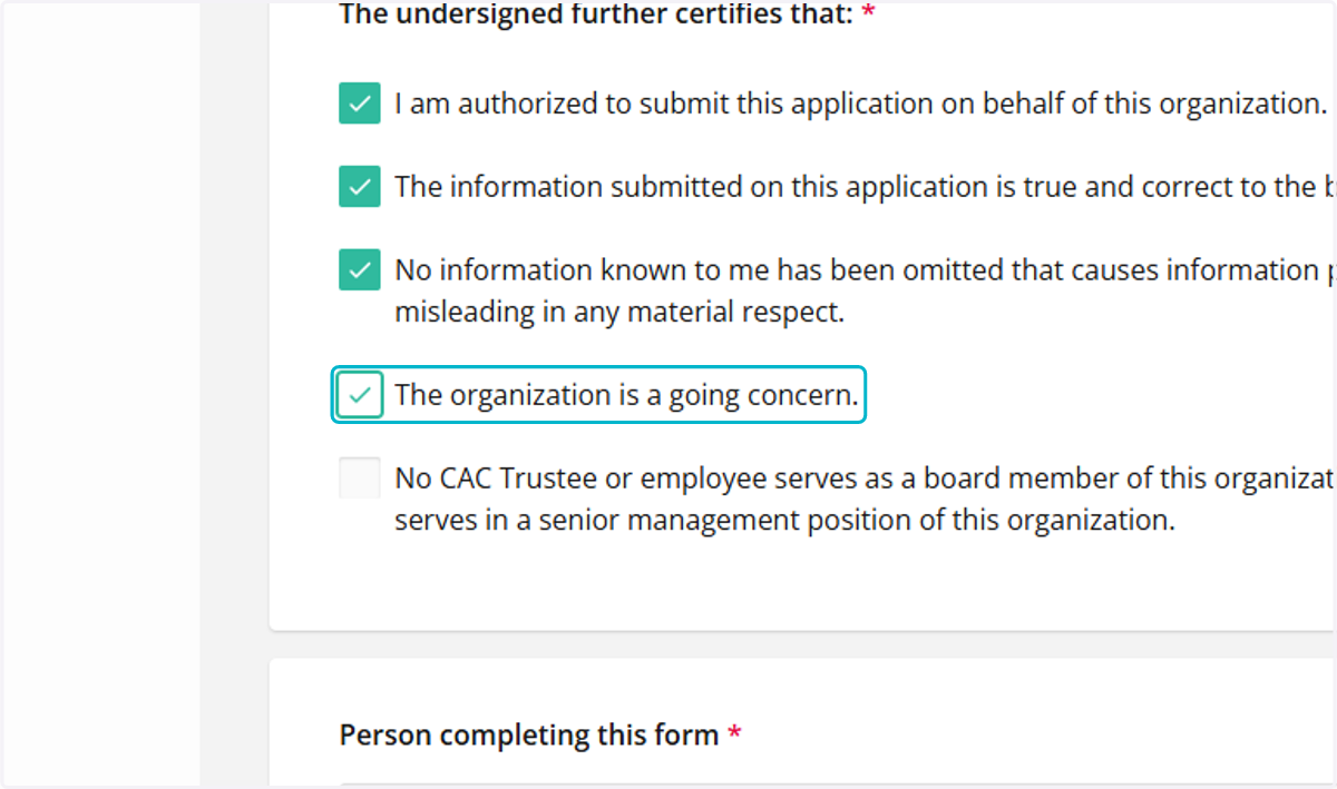 Complete the Statement of Assurances