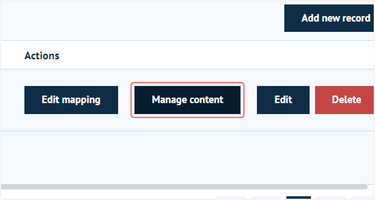 Click on Manage content
