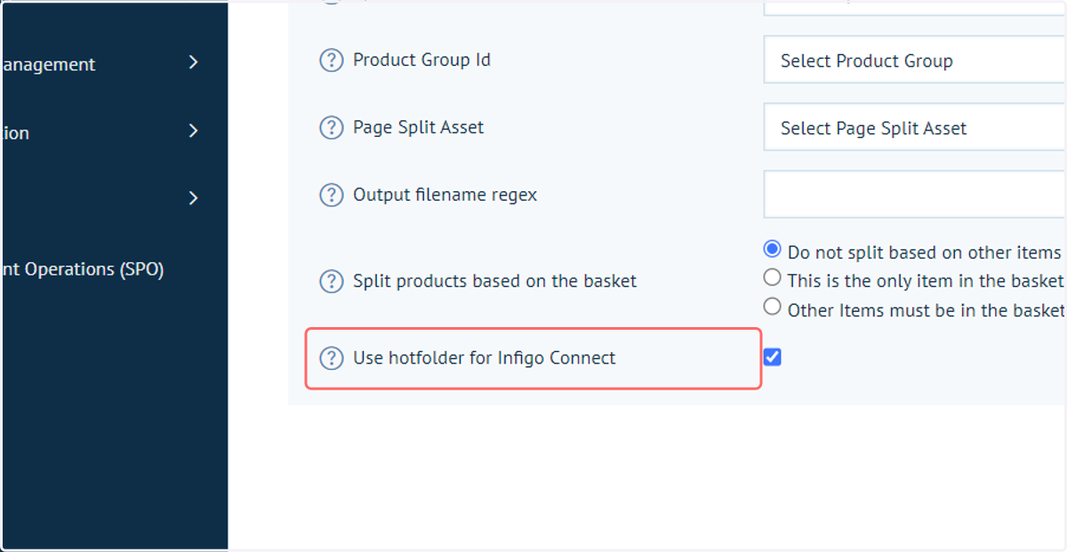Click on Use hotfolder for Infigo Connect