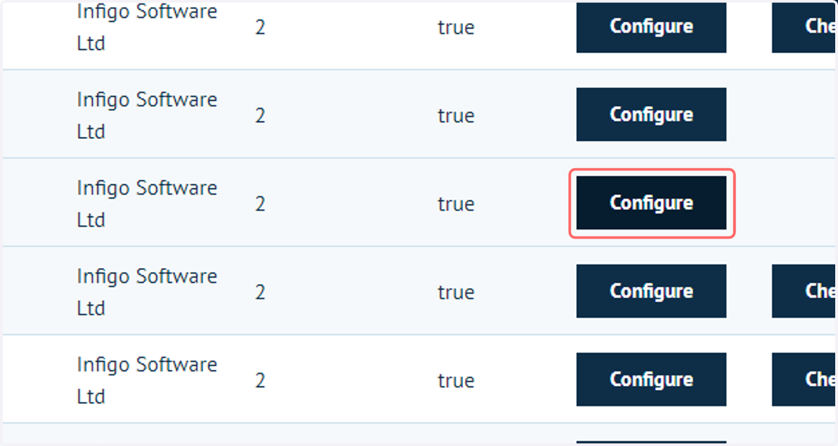 Click on Configure next to the Connect: Flow table entry