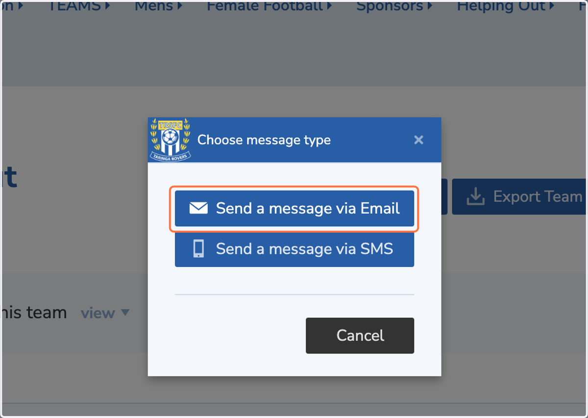 Click on Send a message via Email