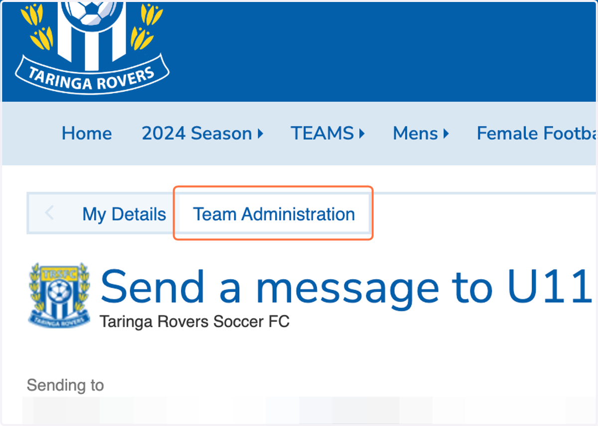 To return to the players screen, click on Team Administration