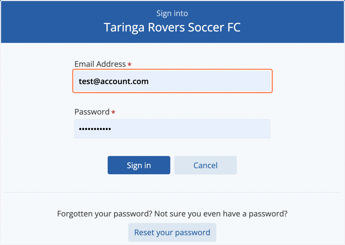 Log in as you usually would, using your own email, and your password