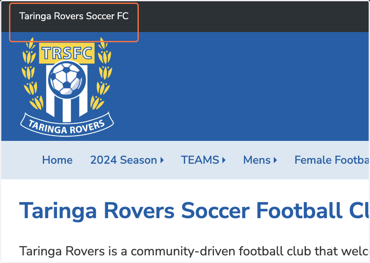 Click on Taringa Rovers Soccer FC website, www.taringarovers.com.au