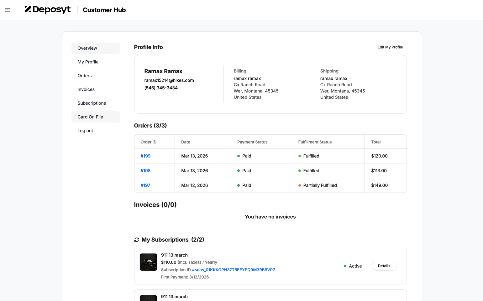 Step 6: Click on the Card on File tab.
