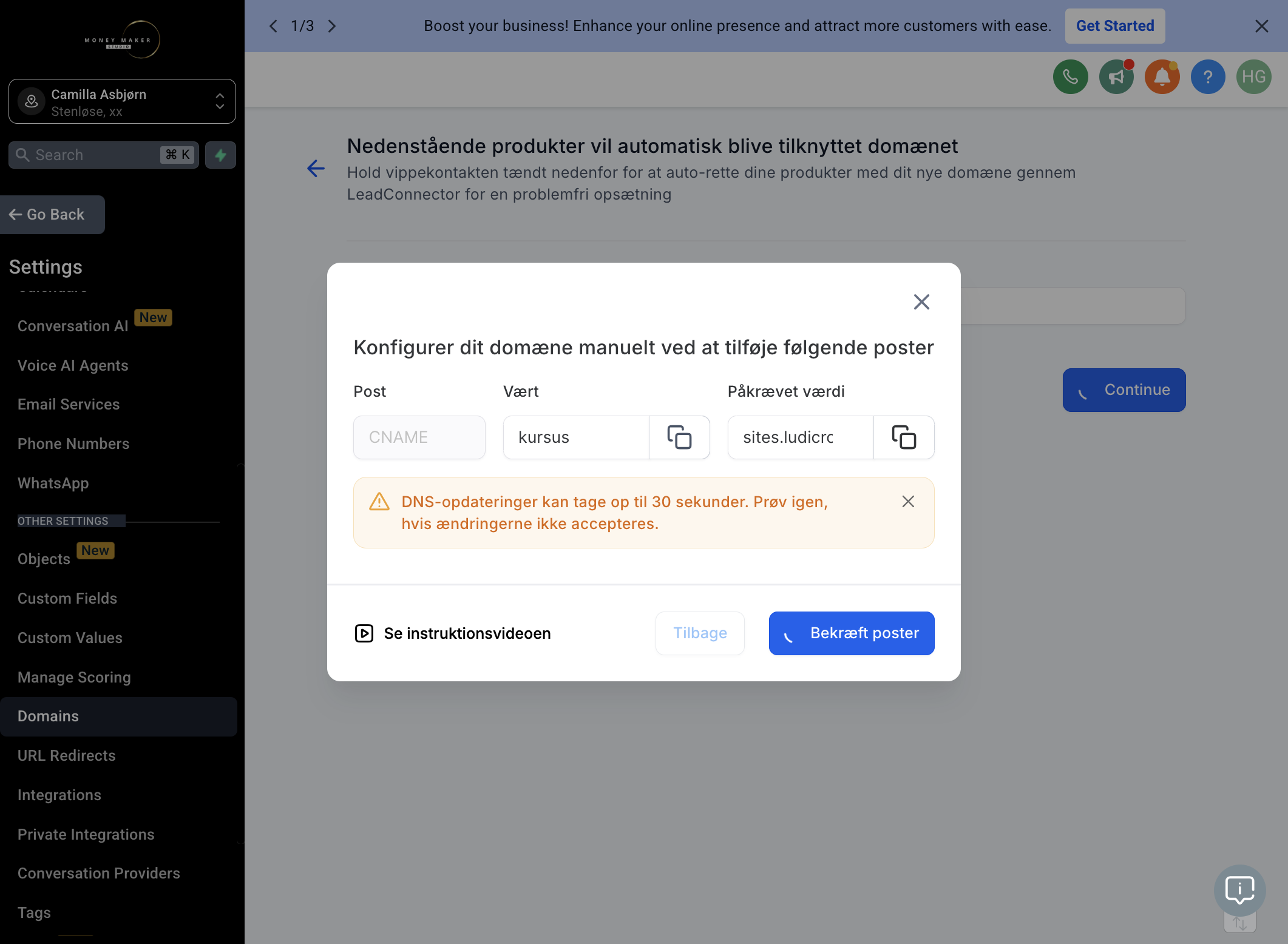 Gå tilbage til MMS og klik på Bekræft poster