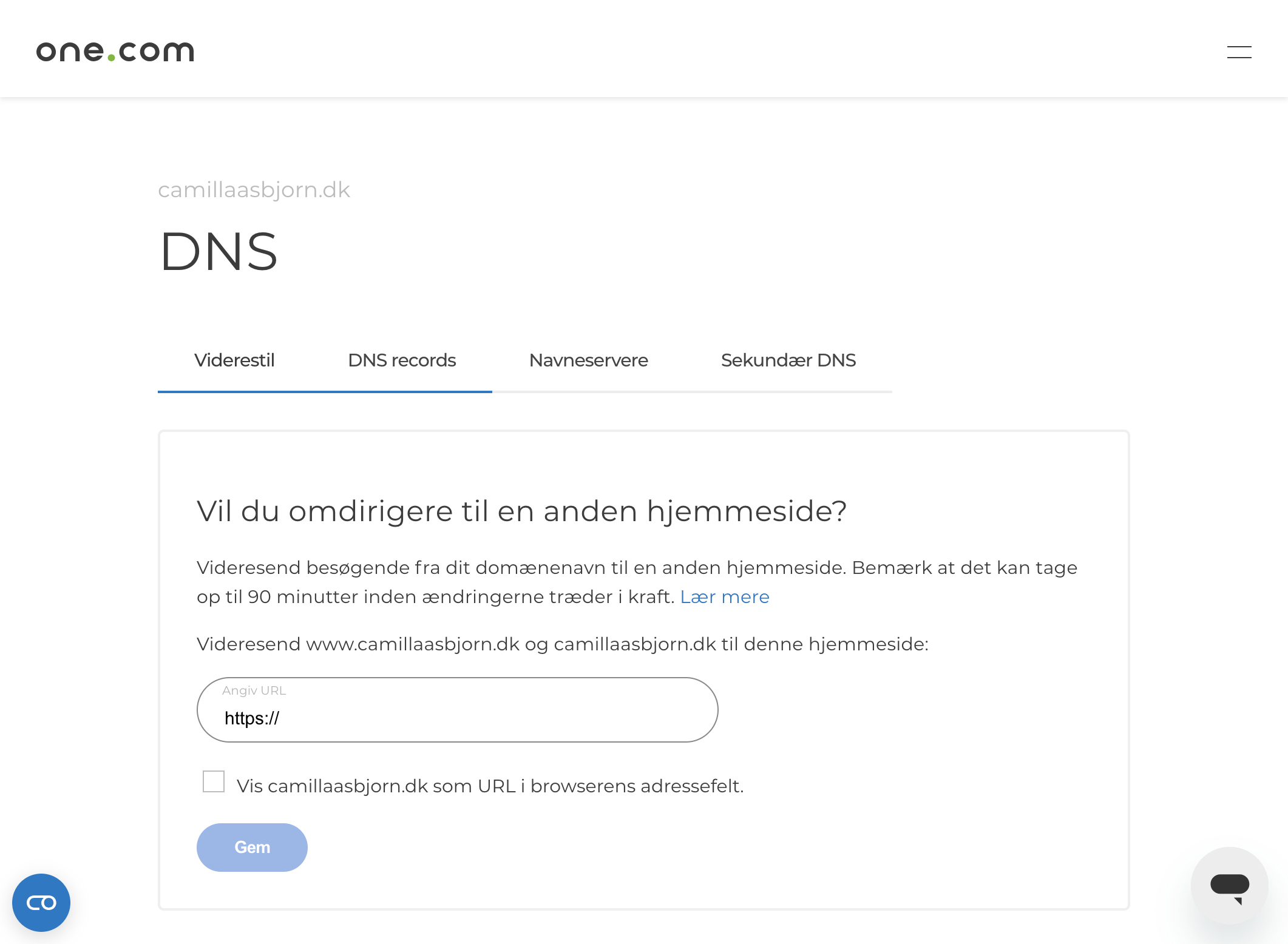 Klik på DNS records