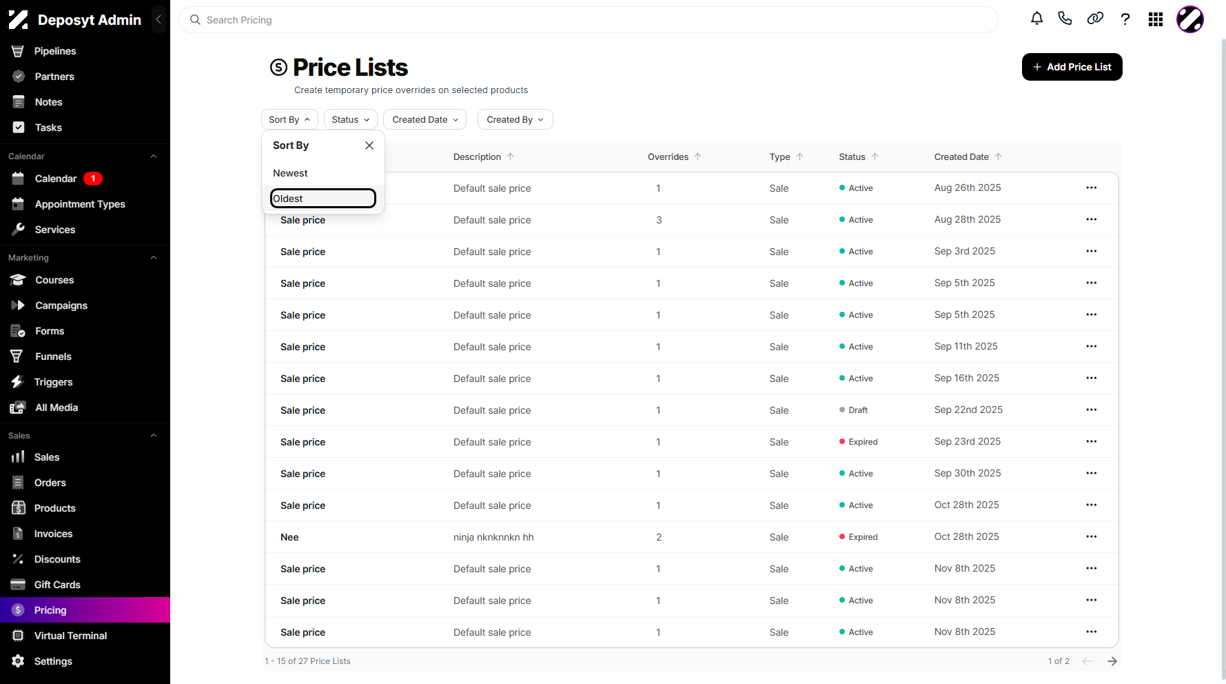 Step 5: Select a sorting option by clicking on it.