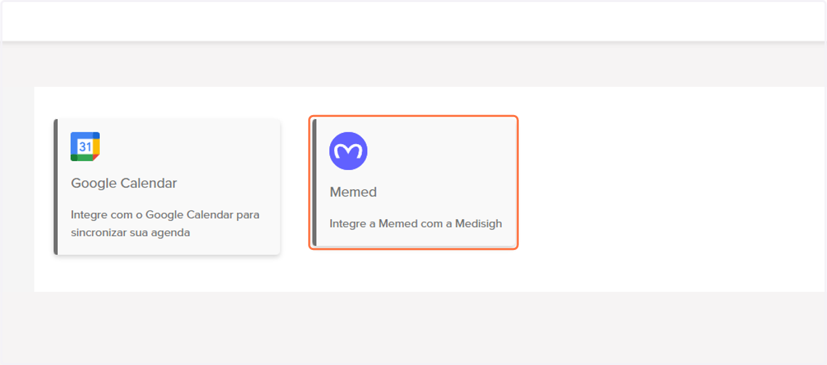 Clique no quadrado da integração da Memed