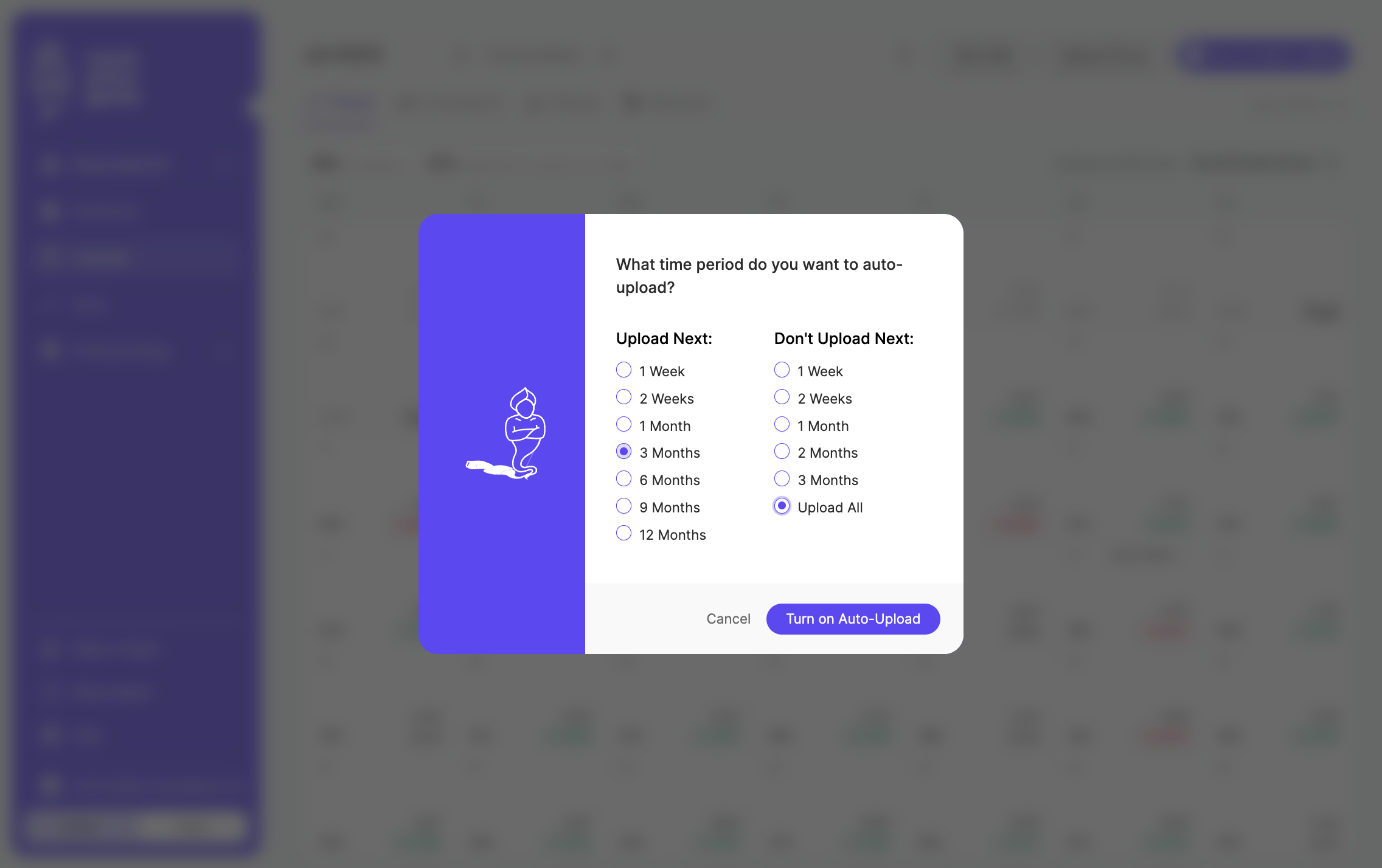 Select the period for which you want to upload prices for