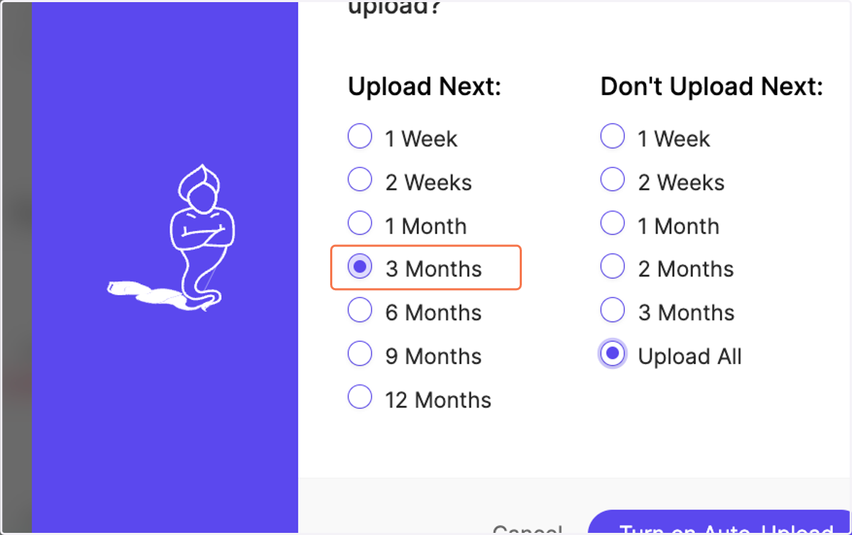 Select the period for which you want to upload prices for