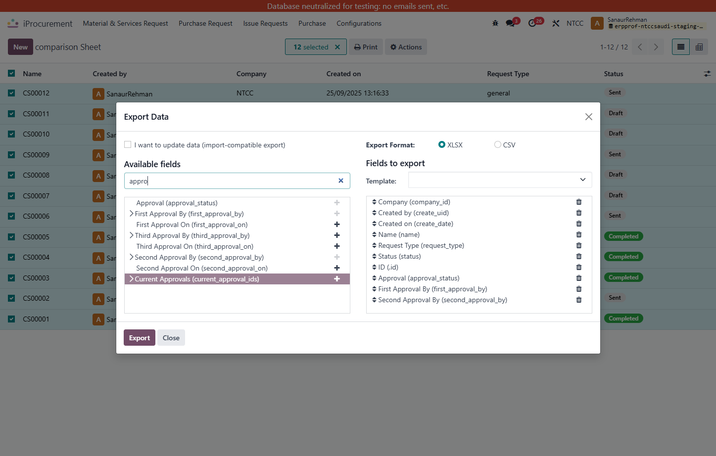 Click on Current Approvals (current_approval_ids)