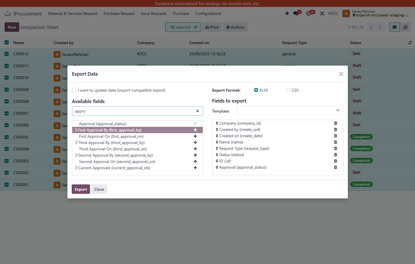 Click on First Approval By (first_approval_by)