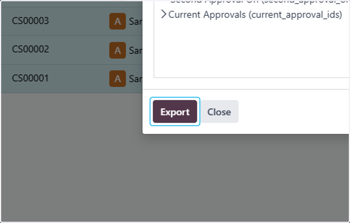 Click on Export