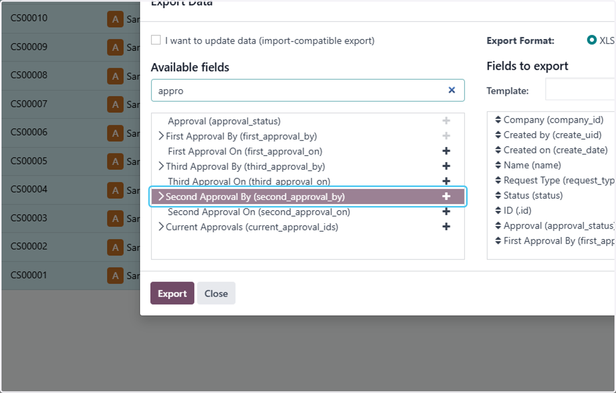 Click on Second Approval By (second_approval_by)