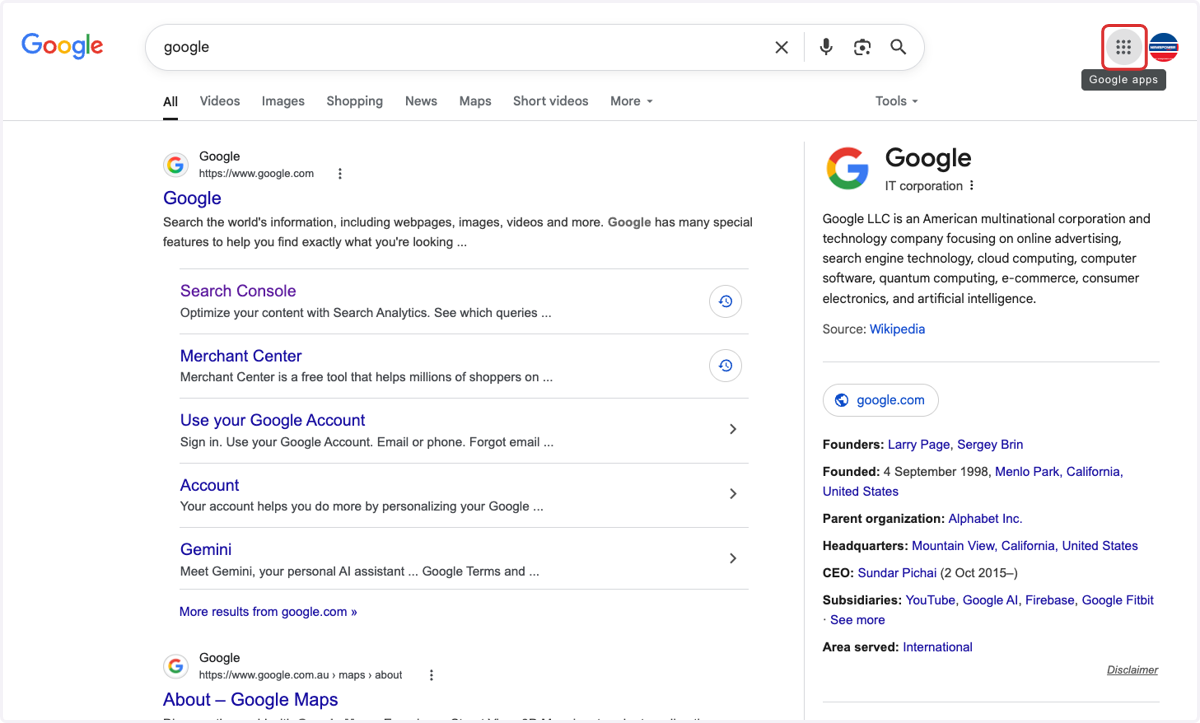 Go to Google and click the 9 dots in the top righthand corner