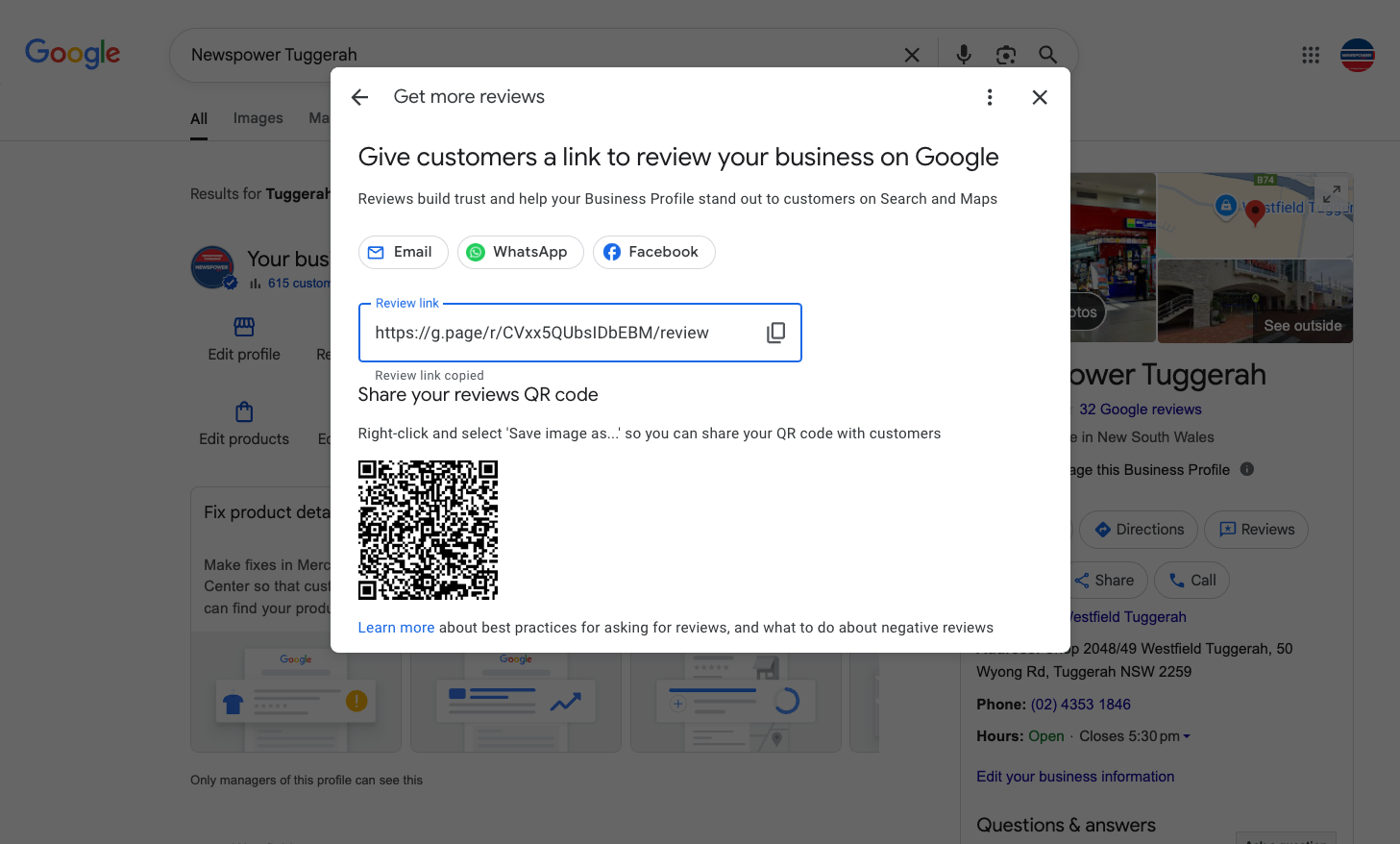 Click on Review link