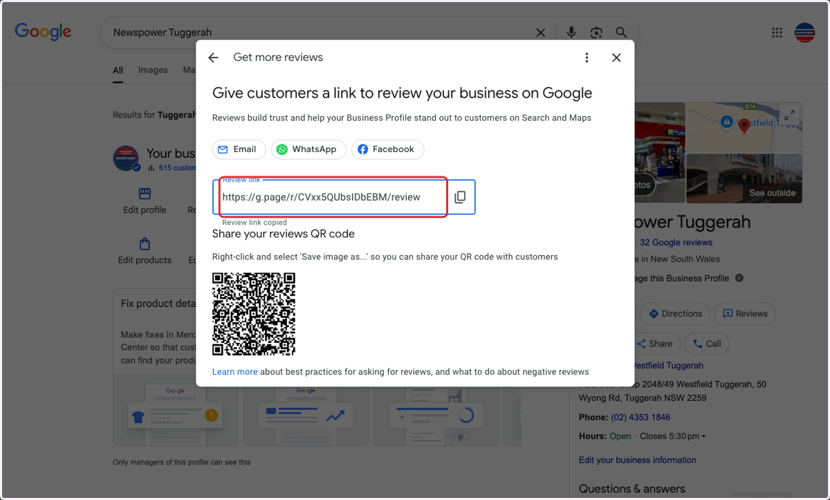 Click on Review link