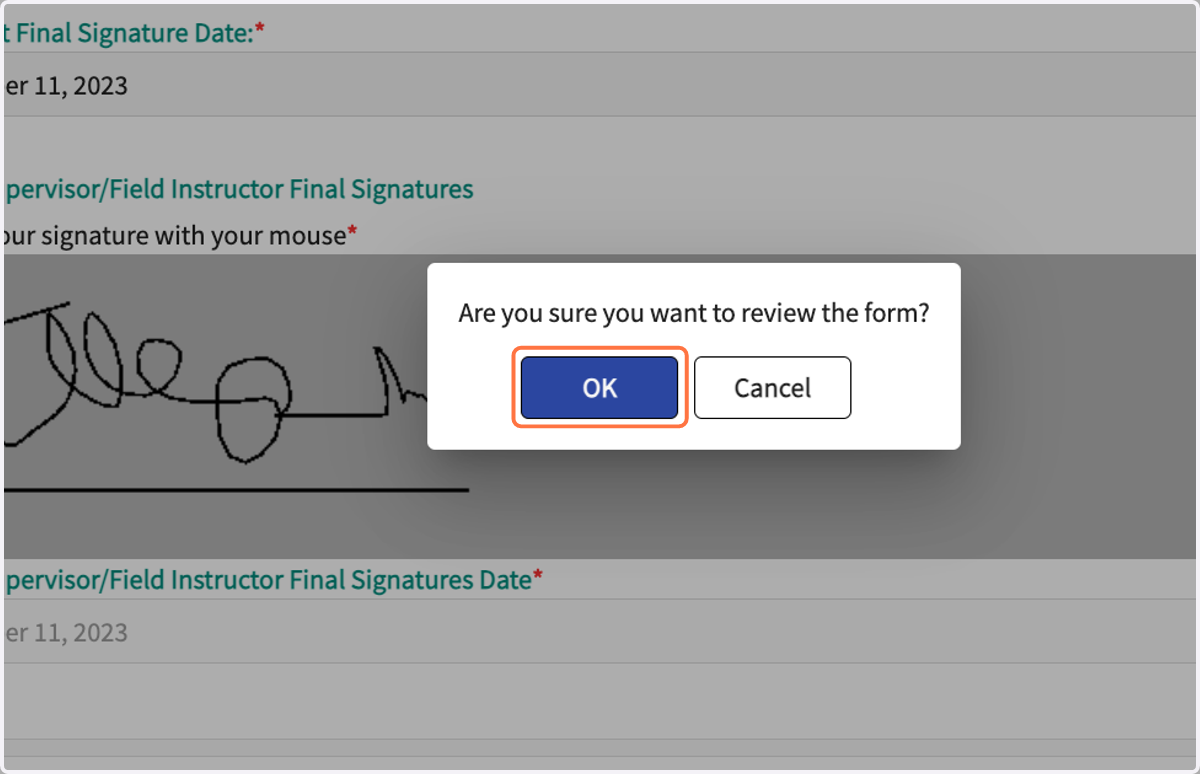 Click on OK in the pop-up.