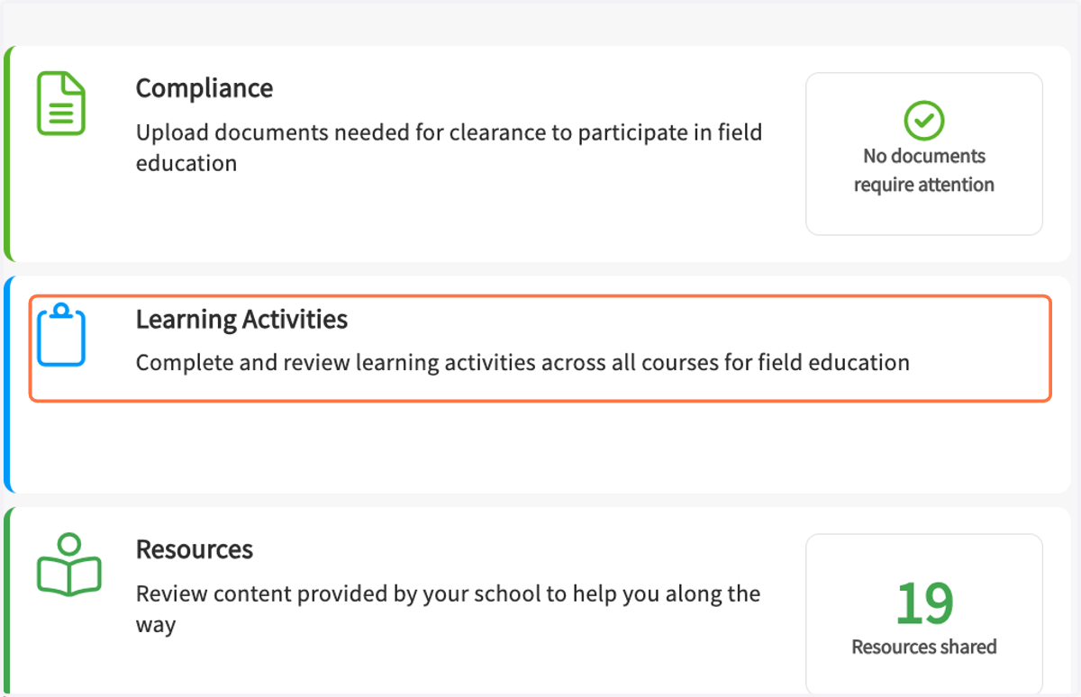 Click on Learning Activities…