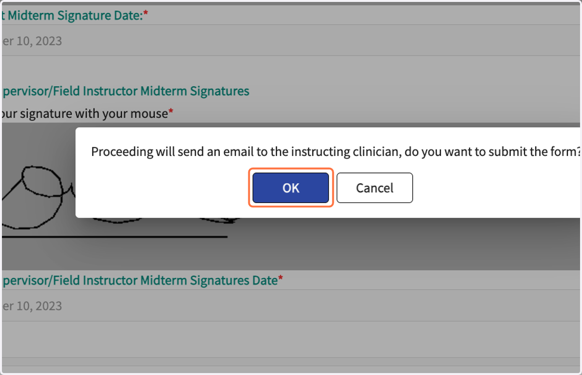 Click on OK in the pop-up.