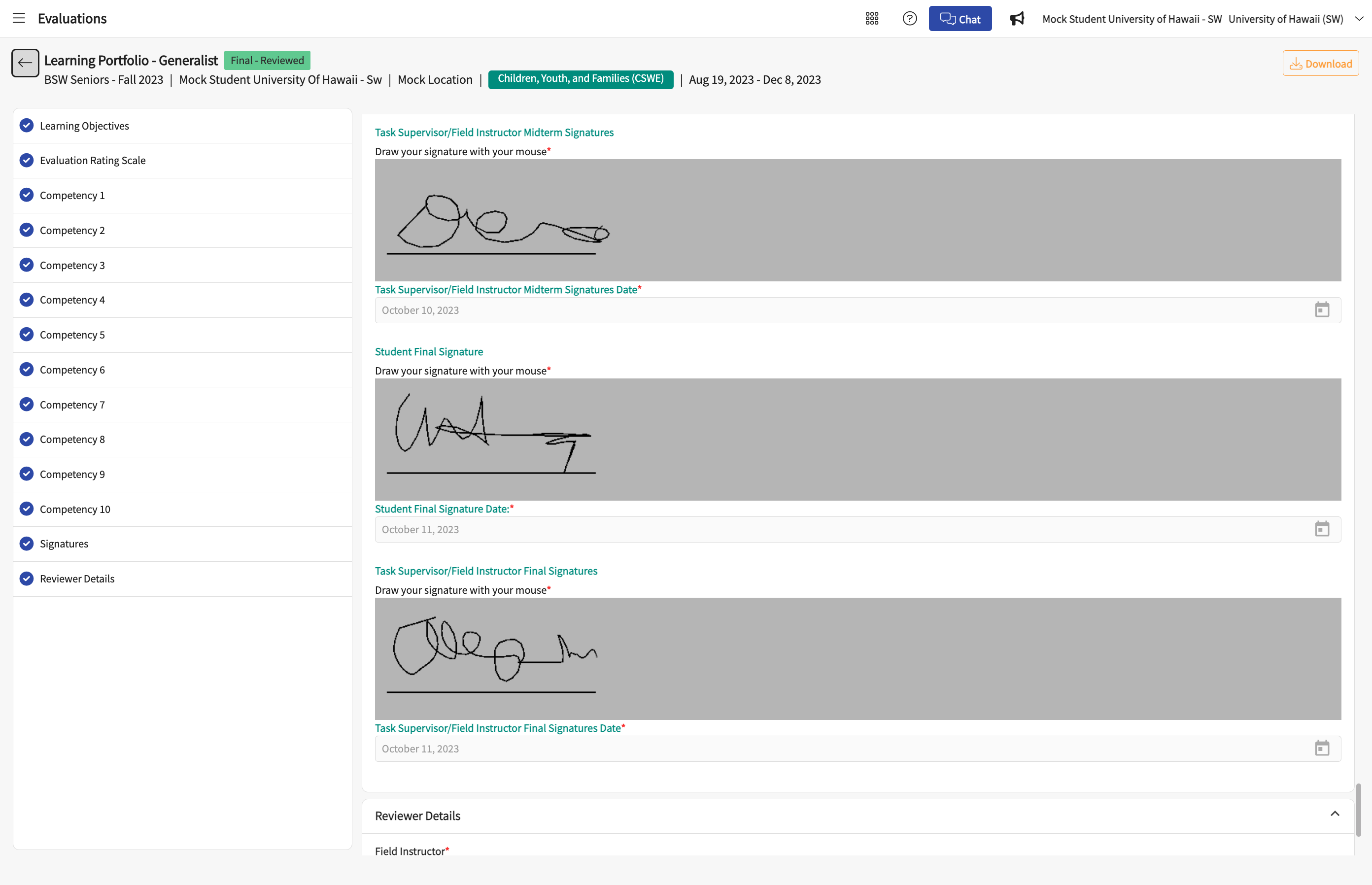 Scroll down to see all Signatures.