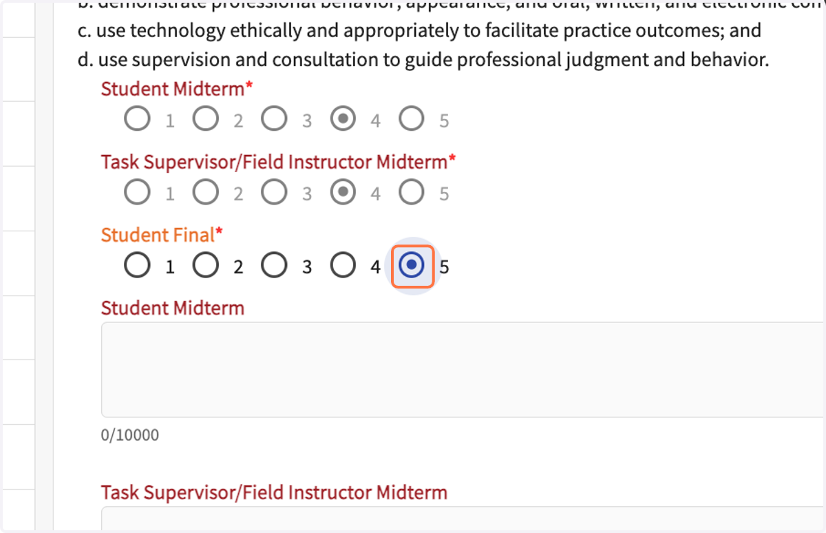 Rate yourself on all of the 10 Competencies.