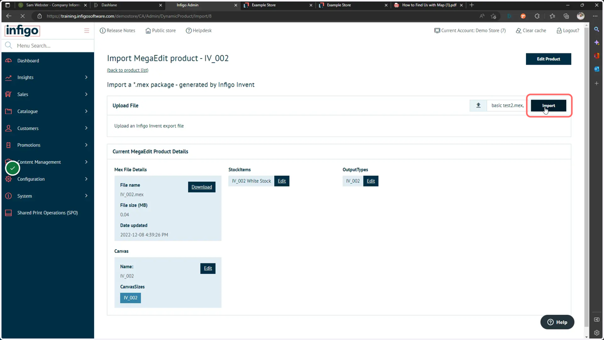 Select a file and click Import
