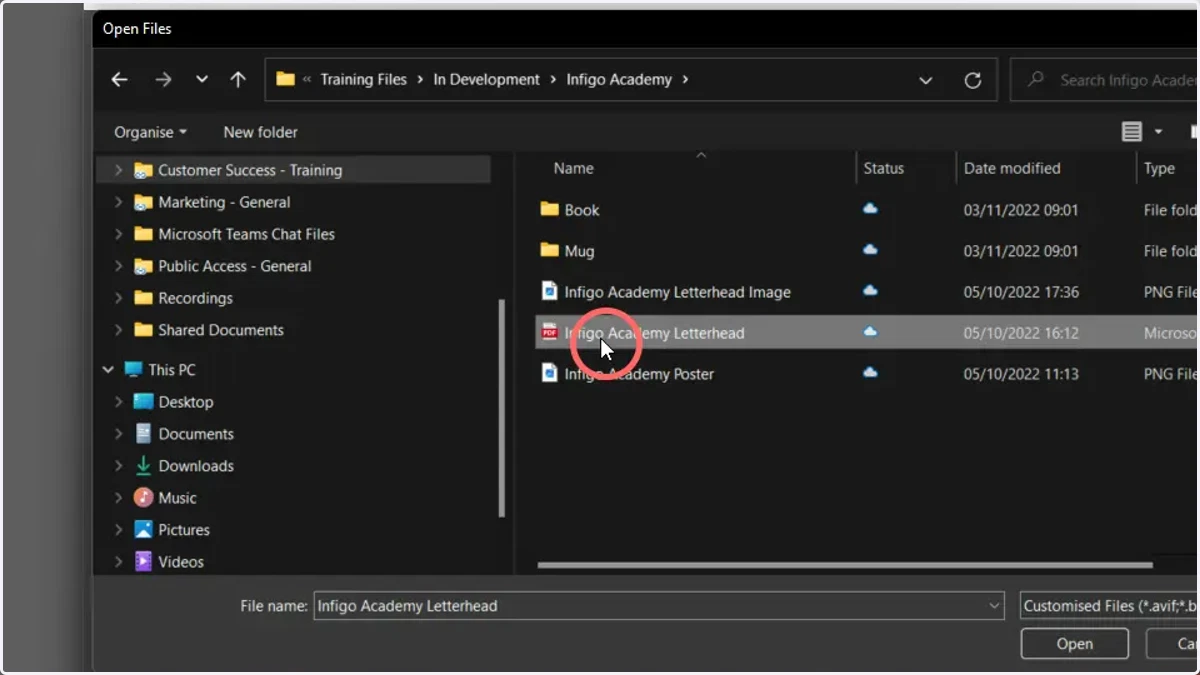 Select a file to add it to the Background Set