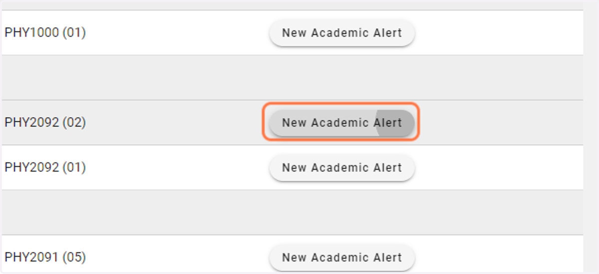 Find the student and click on New Academic Alert