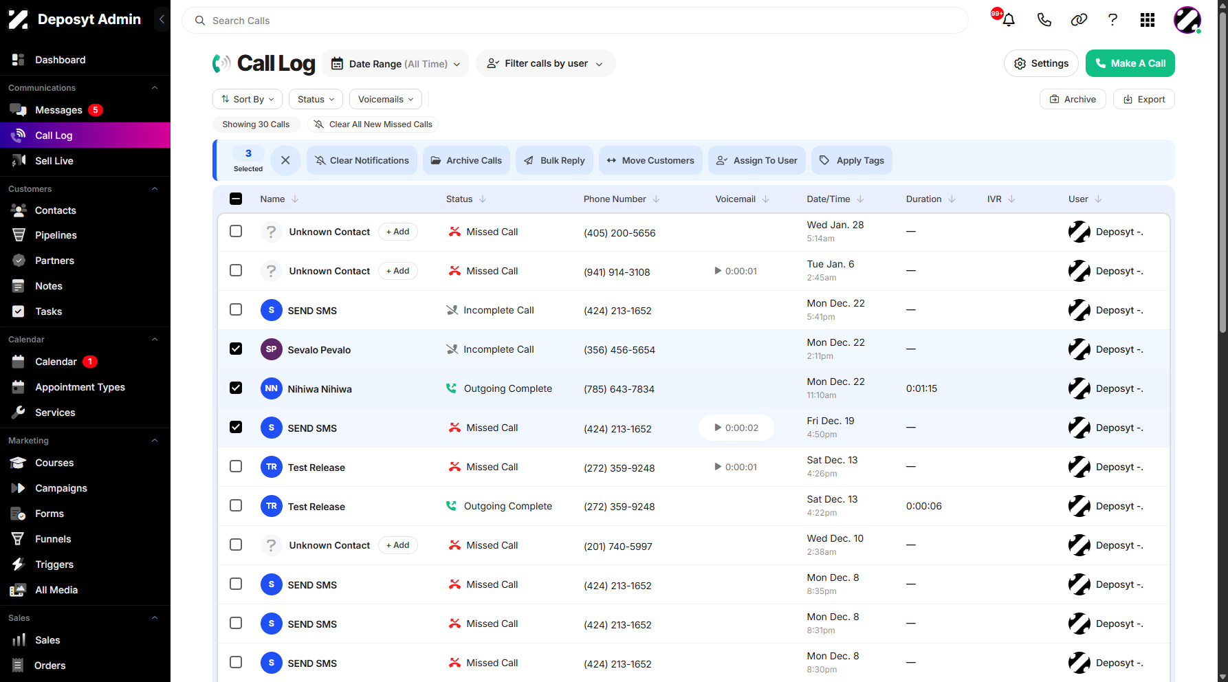 Exporting the Call Log