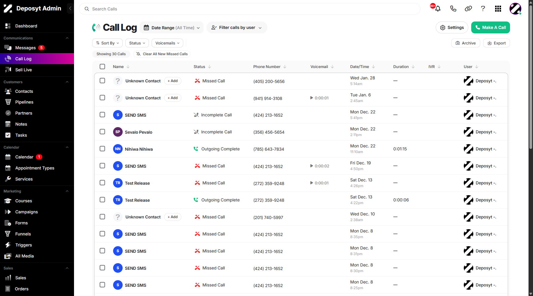 Step 2: You will be navigated to the Call Log.
