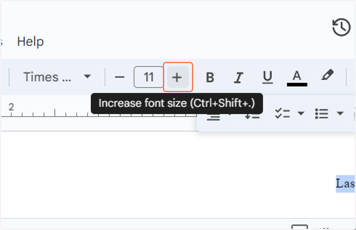 Click on Increase font size (Ctrl+Shift+period)